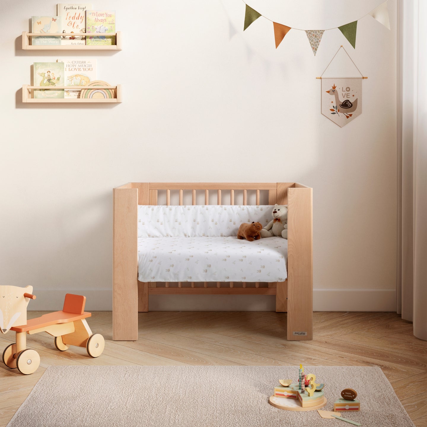 MICUNA - CONVERBABY COT WHITE/NATURAL WAX 140X70